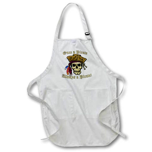 3dRose Jack of Arts Pirates - PIRATE SKULL WITH Once a Pirate - Aprons (apr_22840)