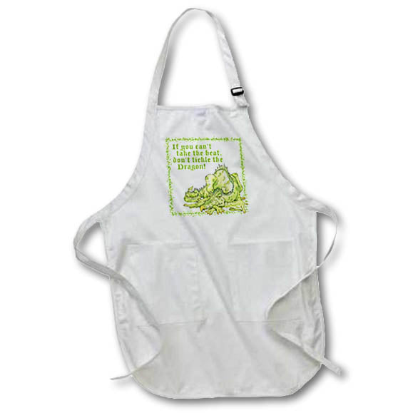 3dRose Jack of Arts Dragon - Dragon with Dont Tickle the Dragon - Aprons (apr_22854)
