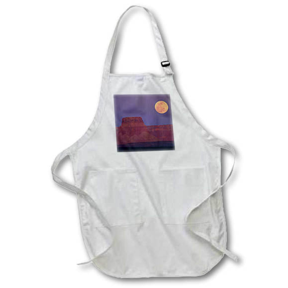 3dRose Danita Delimont - Moon - Moon Rising Over Tower Butte. Arizona, United States. - Aprons (apr_229672)