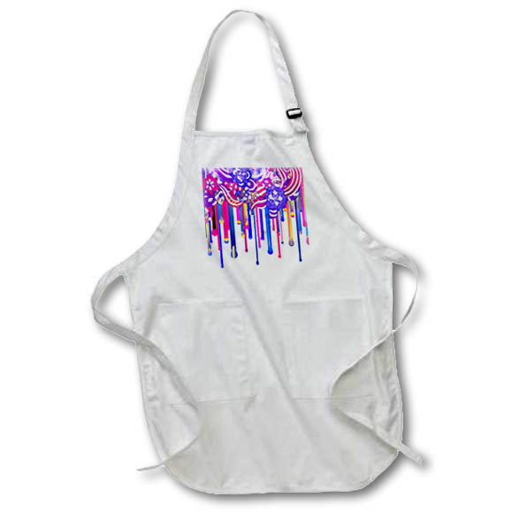 3dRose Pretty Blue and Pink Flowers With Dripping Paint - Aprons (apr_236055)