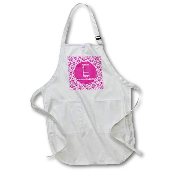 3dRose Russ Billington Monograms - Hoy Pink Girly Floral Monogram Letter E - Aprons (apr_241338)