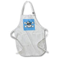 3dRose Janna Salak Designs Gothic - Cute Goth Punk Girl Skull with Bow and Crossbones Blue Stripes - Aprons (apr_24621)