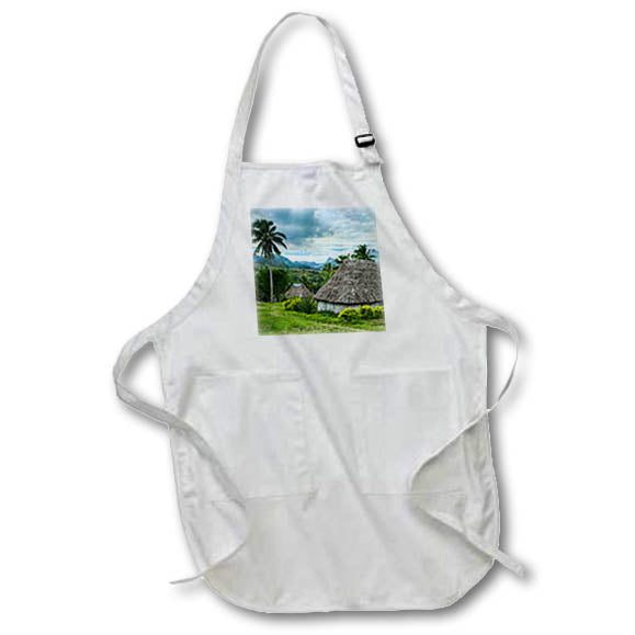 3dRose Danita Delimont - Fiji - Thatched roofed huts in Navala, the Ba Highlands of Viti Levu, Fiji - Aprons (apr_250337)