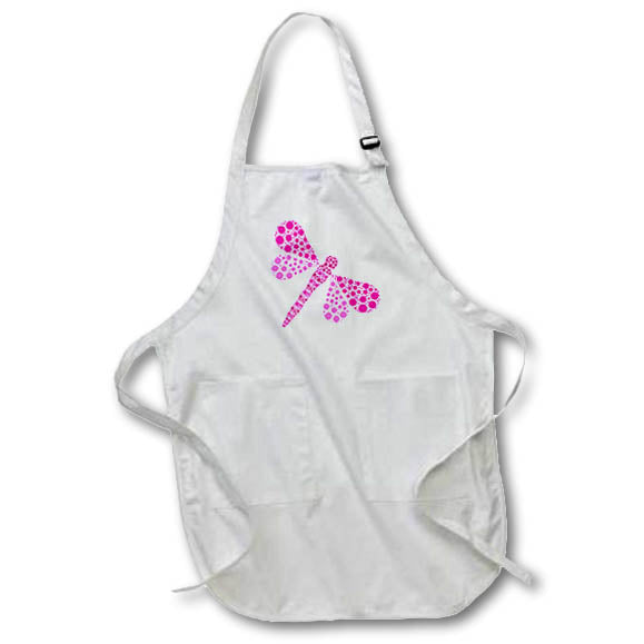 3dRose Janna Salak Designs Prints and Patterns - Pink Pointillism Dragonfly - Aprons (apr_25378)