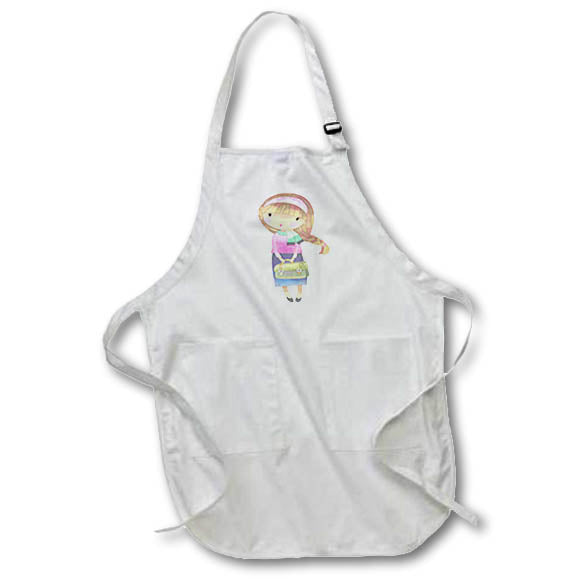 3dRose Anne Marie Baugh - Illustrations - Cute Teenage Girl with Purse Illustration - Aprons (apr_254873)
