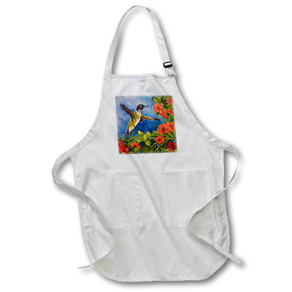 3dRose Melissa A. Torres Art Florals - Image of a painting of a Hummingbird and Trumpet Vine - Aprons