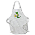 3dRose All Smiles Art Drinking - Funny Cute Iguana Drinking Beer Art - Aprons (apr_256476)