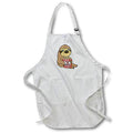 3dRose All Smiles Art Animals - Funny Cute Sloth Eating Popcorn Cartoon - Aprons (apr_256484)
