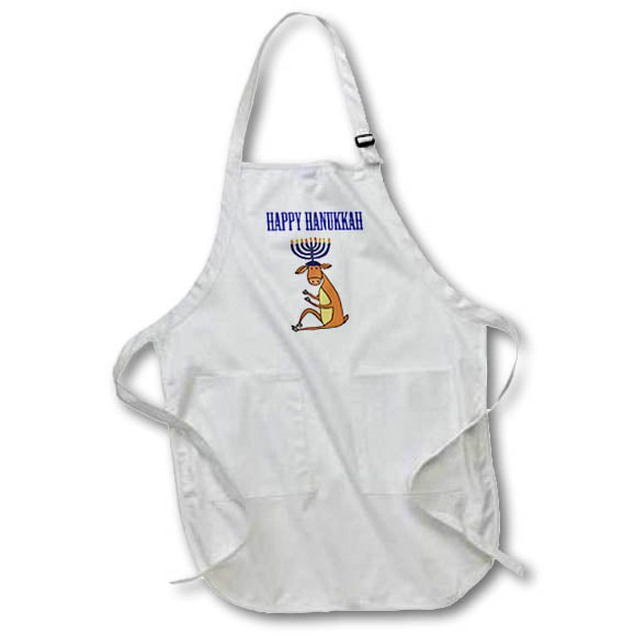 3dRose All Smiles Art Christmas - Funny Reindeer with Menorah Candles Antlers Happy Hanukkah - Aprons (apr_263924)