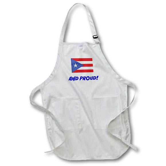 3dRose Xander inspirational quotes - Puerto Rican and proud, picture of Puerto Rican flag - Aprons (apr_265950)