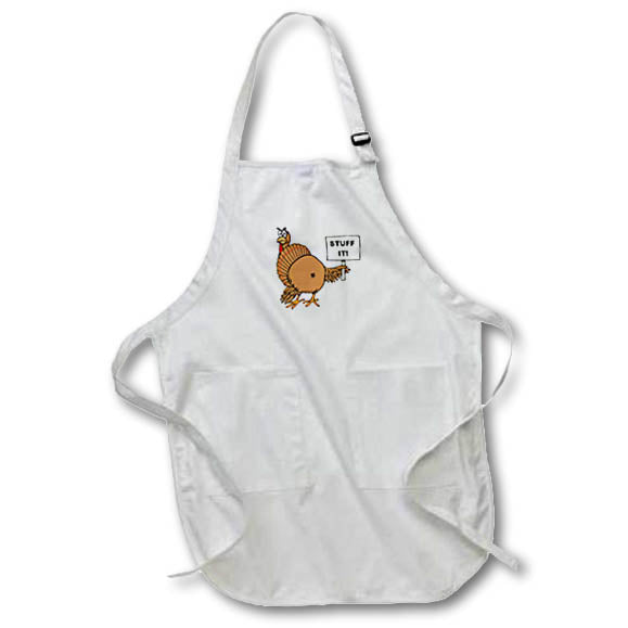 3dRose TDSwhite – Thanksgiving - Stuff It Naughty Thanksgiving Turkey Humor Funny Turkey - Aprons (apr_269241)
