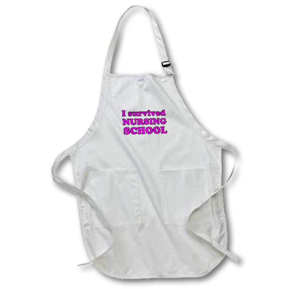 3dRose Student Humor - I Survived Nursing School Pink - Aprons (apr_274519)