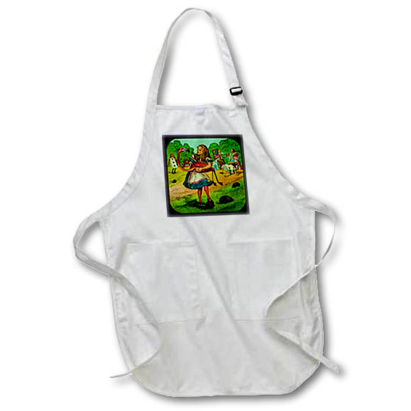 3dRose Scenes from The Past Magic Lantern Slide - Alice in Wonderland Golfing - Aprons (apr_27556)