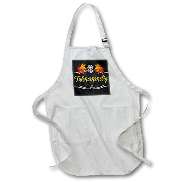 3dRose Doreen Erhardt Autumn Collection - Gratitude Typography in Danish with Gold and Chalkboard Fall Theme - Aprons