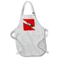 3dRose MacDonald Creative Studios – Scuba - Woman SCUBA diver in front of a red and white dive flag. - Aprons