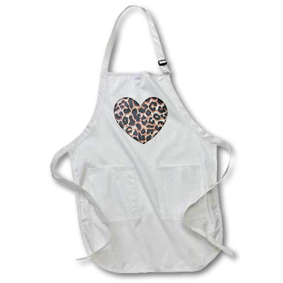 3dRose Patricia Sanders Creations - Heart Leopard Print Animal Prints Fashion - Aprons (apr_30870)