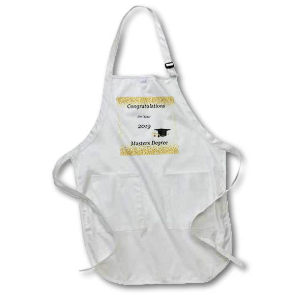3dRose lens Art by Florene - Graduation - Image of 2019 Class Congratulations On Gold Sparkle With Cap - Aprons (apr_310621)