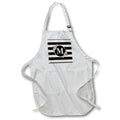 3dRose Floral Letter M Monogram - Black and White Stripes and Flowers initial - Aprons (apr_311499)