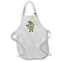 3dRose Funny Cute Avocado Man drinking Margarita wearing Sombrero and Sandals - Aprons (apr_315254)