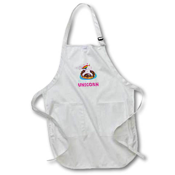 3dRose Apron - Alexis Design Adult Unicorn - Pink Unicorn on Sweet Donut