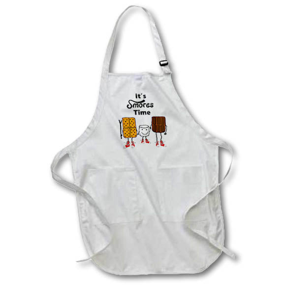 3dRose Funny Cute Its Smores Time Camping and Hiking Cartoon - Aprons (apr_320676)