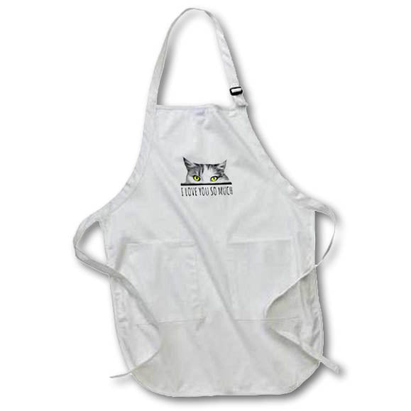 3dRose Alexis Design - Cat Eyes - Impressive green eyed cat. I love you so much. Funny positive gift - Aprons (apr_320844)