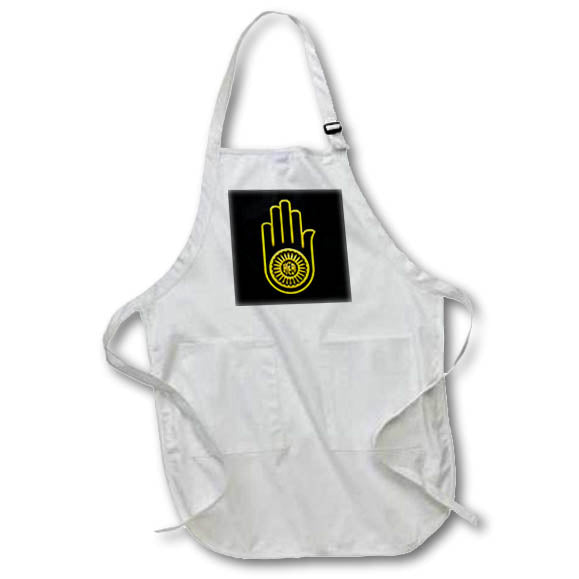 3dRose Apron - Alexis Design - Ahimsa Hand Hinduism Jainism Symbol Yellow Black Gift
