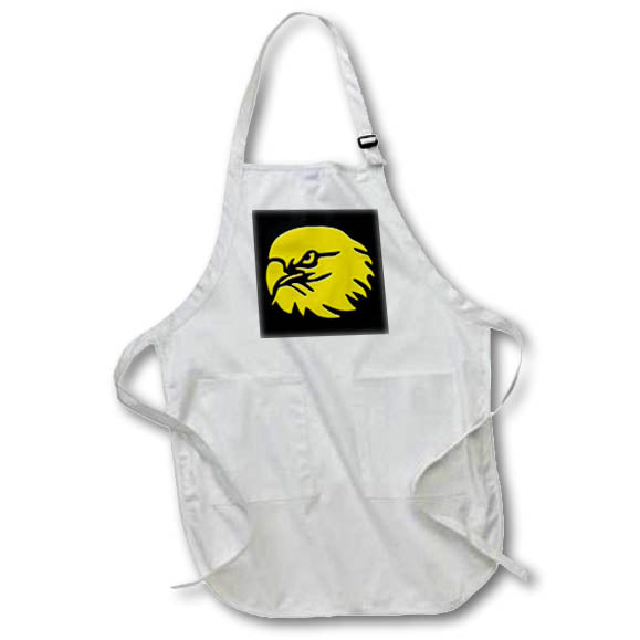 3dRose Alexis Design - Birds Eagle - Image of a bald eagle head. Yellow on black. Symbol of power - Aprons (apr_323666)