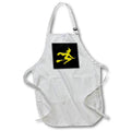 3dRose Alexis Design - Funny Witch - Silhouette image of a witch on broom. Yellow on black. - Aprons (apr_323680)