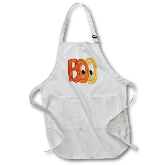 3dRose Anne Marie Baugh - Cute Illustrations - Halloween Boo With Eyes Illustration - Aprons (apr_324501)