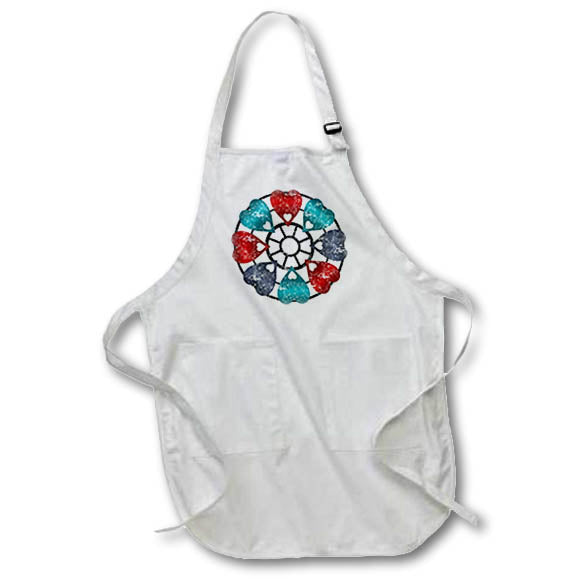 3dRose Apron - Anne Marie Baugh - Red, Blue, Aqua Steampunk Circle Illustration
