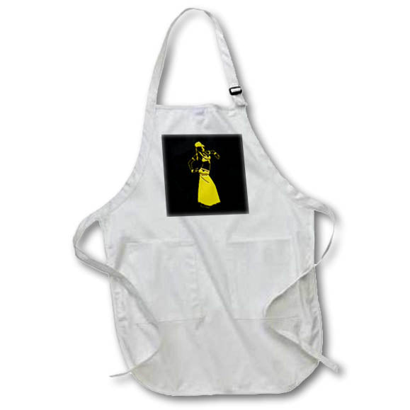 3dRose Alexis Design - Belly Dance - Belly dancer silhouette. Smooth movement. Yellow on black gift - Aprons (apr_324594)