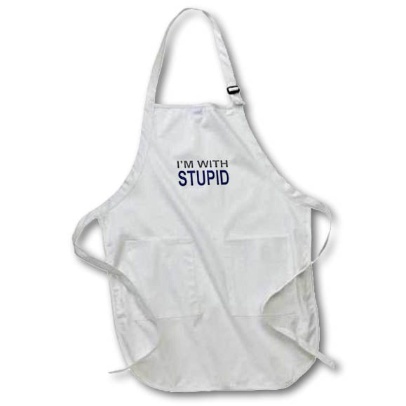 3dRose Mark Andrews ZeGear Cool - Im With Stupid Blue - Aprons (apr_32868)