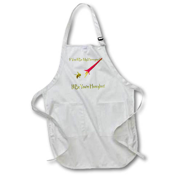 3dRose Edmond Hogge Jr Sayings - Honeysuckle and Honeybee - Aprons (apr_33018)