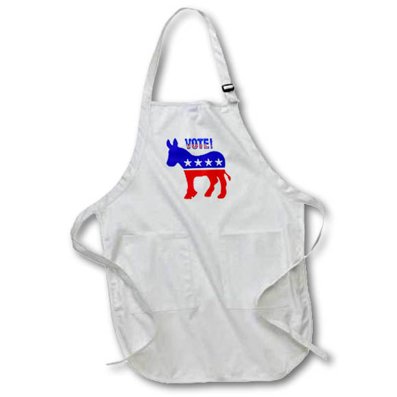 3dRose Image of Word Vote With Democrat Donkey In Red White Blue - Aprons (apr_335053)