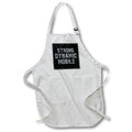 3dRose Strong, Dynamic, Mobile cool text art against the black background - Aprons (apr_339235)