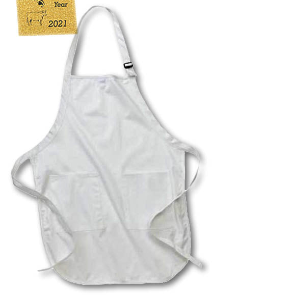 3dRose Image of Black Text Says Happy New Year On Gold Glittery With Ox - Aprons (apr-339675)