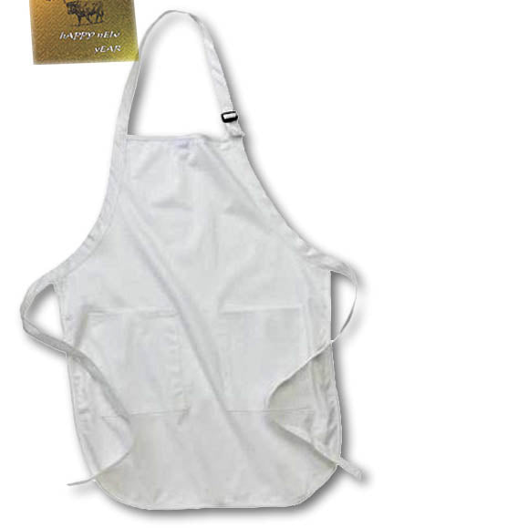 3dRose Image of Gradient Gold With Black Bamboo Ox And White Text - Aprons (apr-339677)