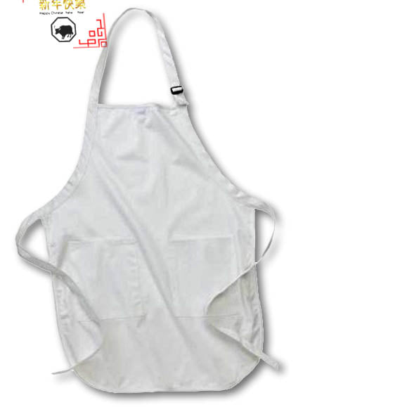 3dRose Image of Gold Chinese Text On White With Red Scroll And Year - Aprons (apr-339679)