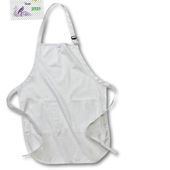 3dRose Image of Black And White Dots With Purple Bird And Green Bamboo - Aprons (apr-339683)