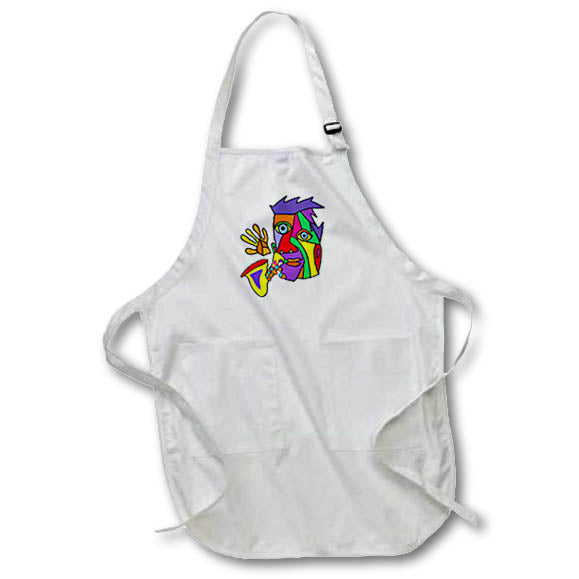 Apron - Funny Colorful Man Playing Saxophone Music Cubism Style Art Funny