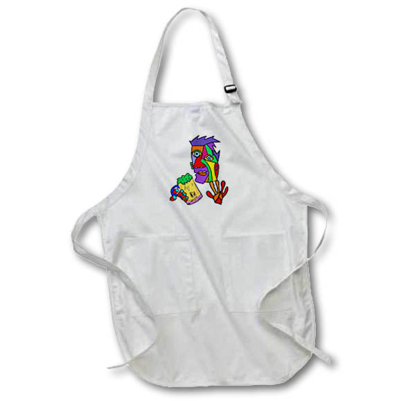 Apron - Funny Colorful Man Drinking Beer Cubism Style Art Funny
