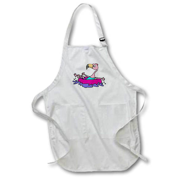 Apron - Funny Pink Flamingo Bird Floating down river in Inner tube Nature Funny