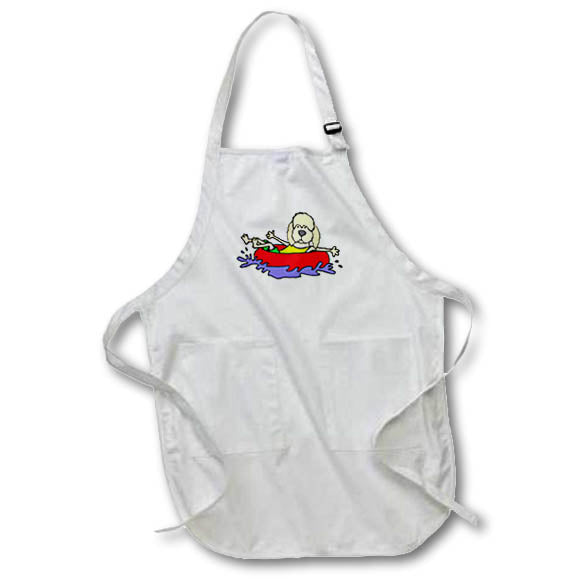 Apron - Funny Cream Labradoodle Dog Floating down river in Inner tube Nature Funny