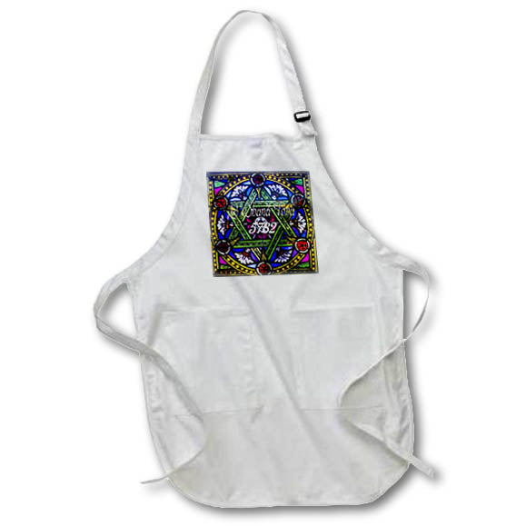Apron - Image of Gorgeous Stained Glass Mogen David With L Shana Tova lens Art by Florene - Jewish New Year