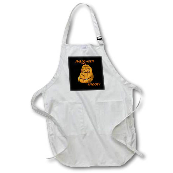 Apron - Image of A large Grump Pumpkin On Black Says Halloween Phooey lens Art by Florene - Halloween