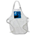 Apron - Image of A Lone Wolf In Silhouette with Moon Yells I Love Halloween lens Art by Florene - Halloween