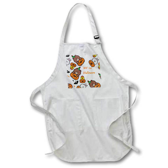 Apron - Image of Pattern Of Bunnies And Teddy Bears Says My First Halloween lens Art by Florene - Halloween