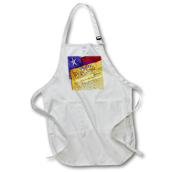Apron - Image of Words Happy July Fourth On Constitution lens Art by Florene - July Fourth Holiday