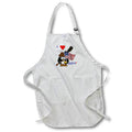 Apron - Image of Cartoon Penguin Holding USA Flag With Gun I Love July Four lens Art by Florene - July Fourth Holiday